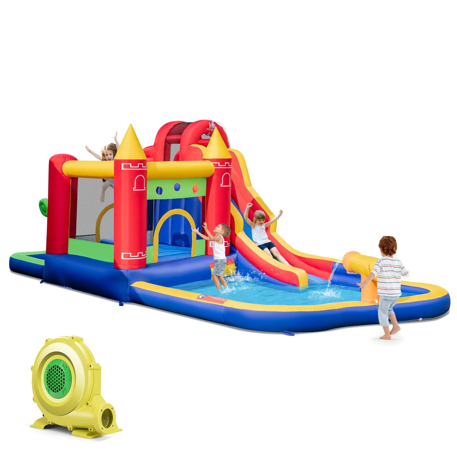 Inflatable Water Park Giant Bounce House Jumping Castle Pool w/680W Blower