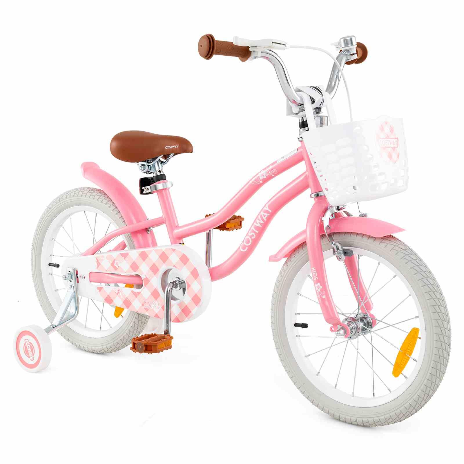 16'' Kids Learning Bikes w/Removable Basket Girls Beginner Red - 4-7 Years