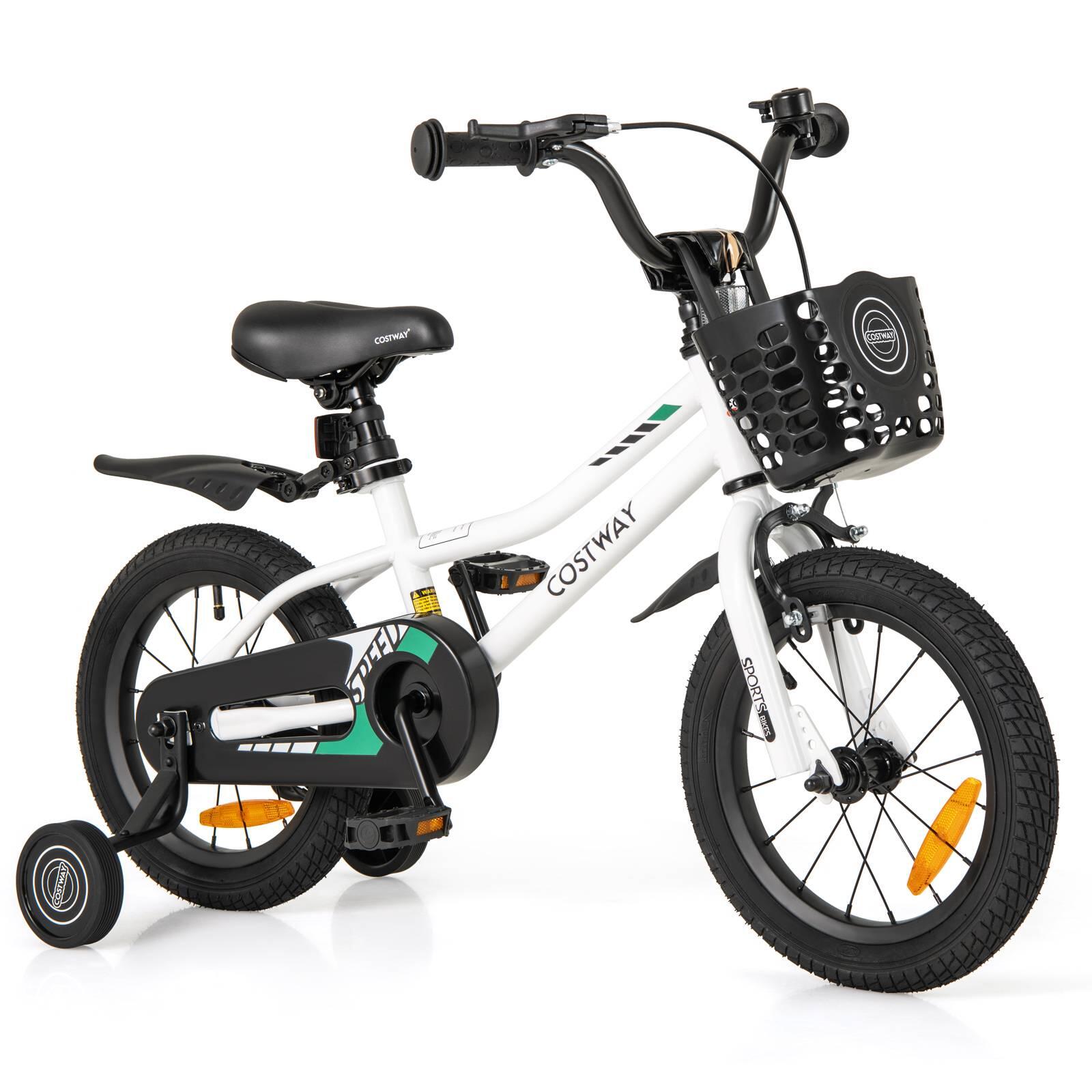 14'' Kids Learning Bikes w/Removable Basket Boys Beginner - 3-5 Years