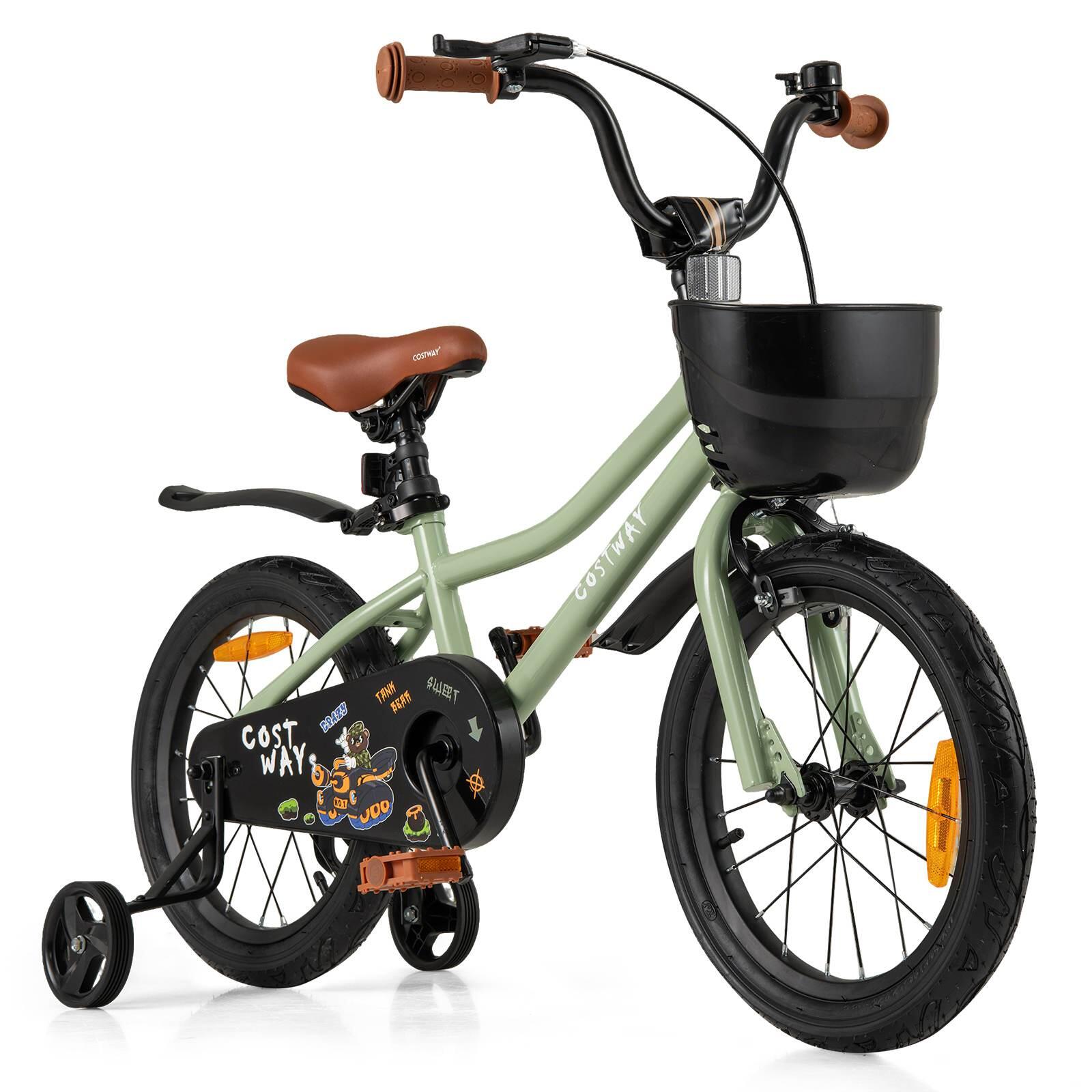 16" Kids Bike Bicycle w/Training Wheels & Adjustable Seat Push Pedal - 4-7 Years