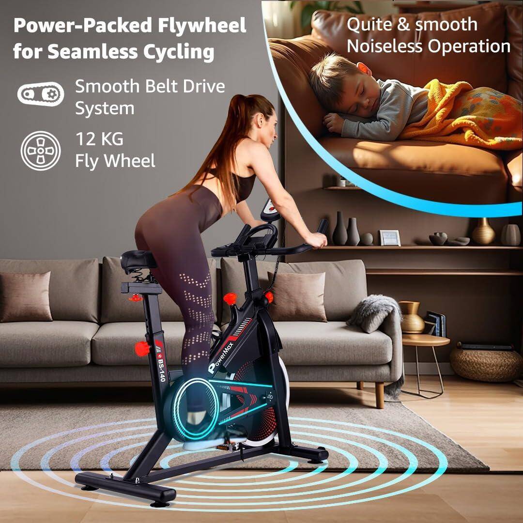 Powermax Fitness BS-140 Home Use Group Bike/Spin Bike(White) -  4