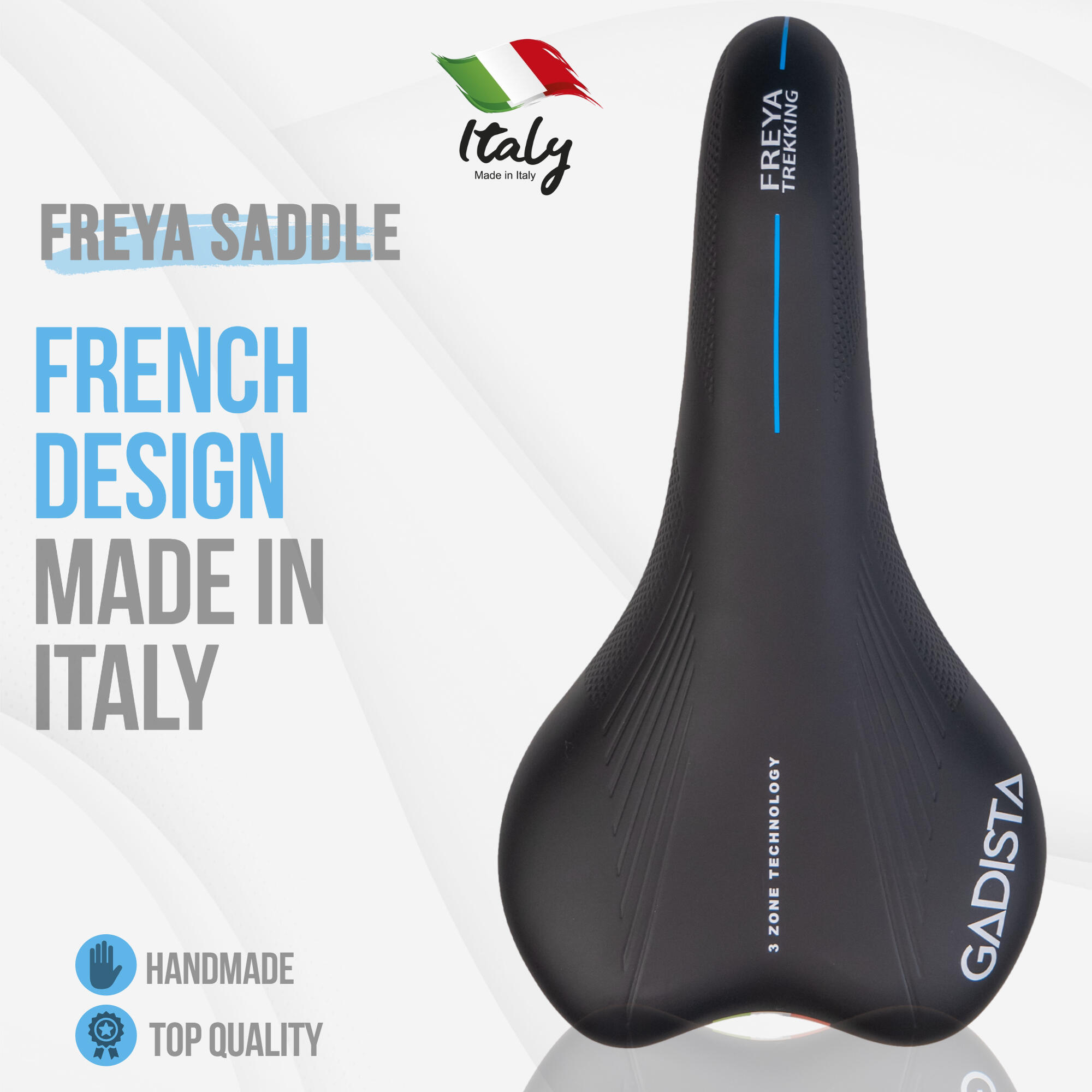 Selle velo FREYA confortable fait mains en ITALIE technologie brevetée 3ZONES 2/7