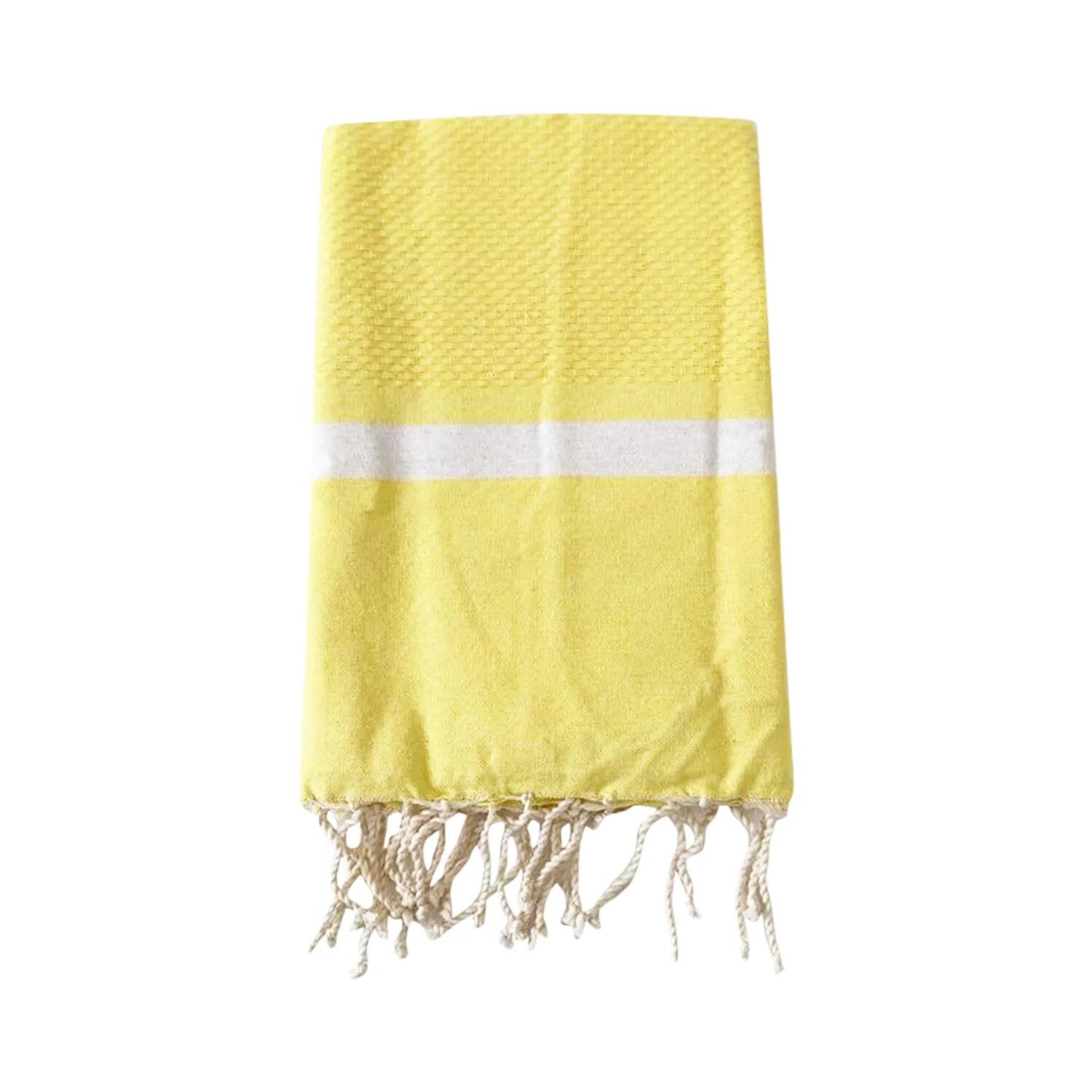 LE COMPTOIR DE LA PLAGE Traditionele wafelstructuur hammamhanddoek Geel 200x200 - Melissa Kuiken XL