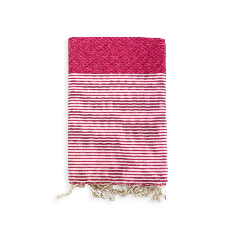 Fouta nid d'abeille traditionnelle Rose 100x200 190g/m² - Mikanda Fuchsia