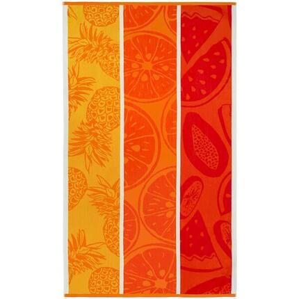 Serviette de plage éponge velours Jacquard Orange 90x170 400g/m² - Frutti