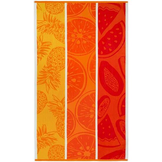 Serviette de plage éponge velours Jacquard Orange 90x170 400g/m² - Frutti