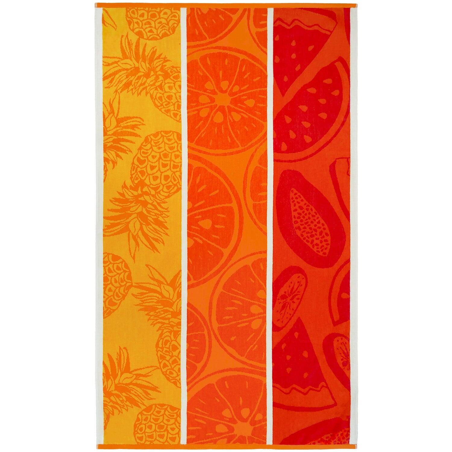 Toalha de Praia Felpa Veludo Jacquard Laranja 90x170 400g/m² - Frutti