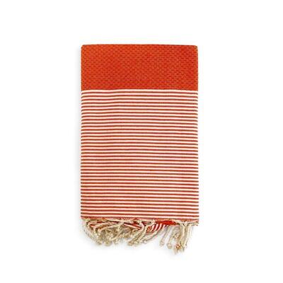 Traditionele wafelstructuur hammamhanddoek oranje 200x200 - mikanda oranje xl