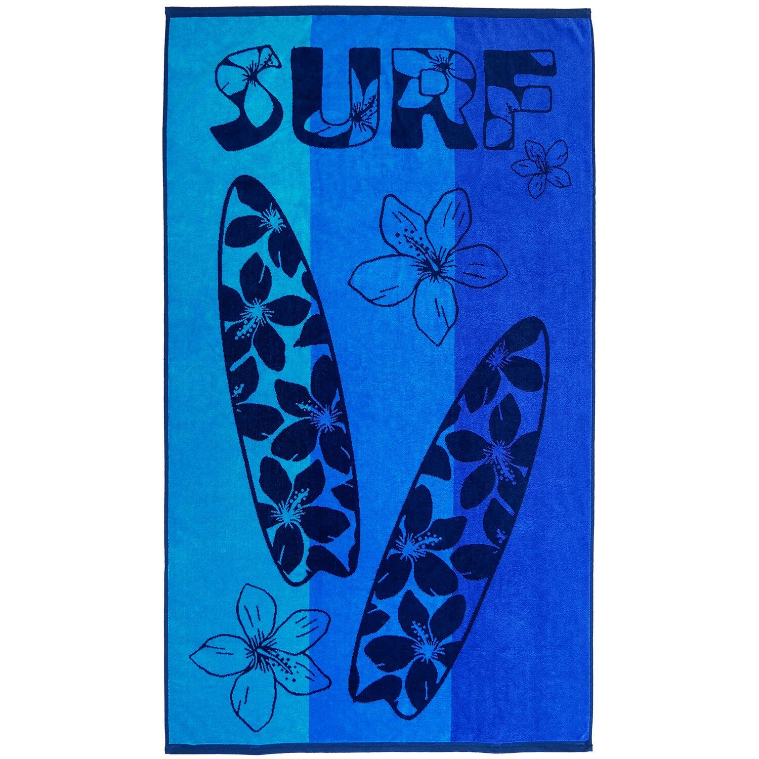 LE COMPTOIR DE LA PLAGE Toalha de Praia Felpuda Veludo Jacquard Azul 95x175 440g/m² - Pyrgos