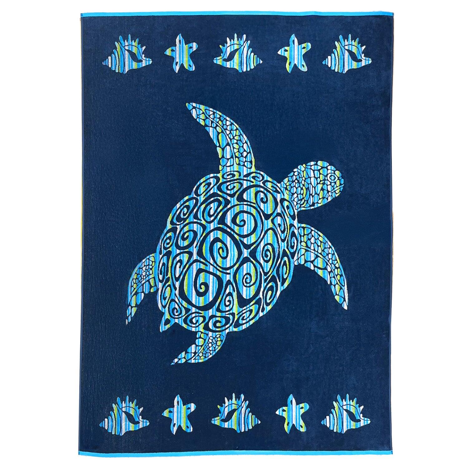 LE COMPTOIR DE LA PLAGE Toalha de praia XL felpuda jacquard azul 140x180 400g/m² - Calypso