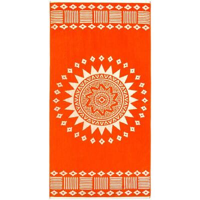 Telo mare in spugna velour Jacquard - Oranza - 90x170 cm - 400 g/m²