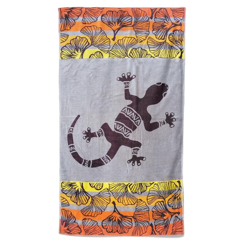Serviette de plage éponge velours Jacquard Orange 100x175 470g/m² - Homok