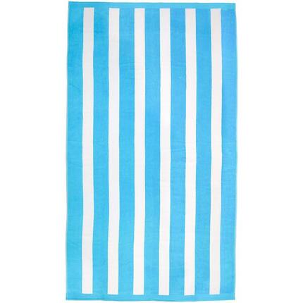 Serviette de plage éponge velours Jacquard Bleu 100x175 - Bahia Bleu Turquoise