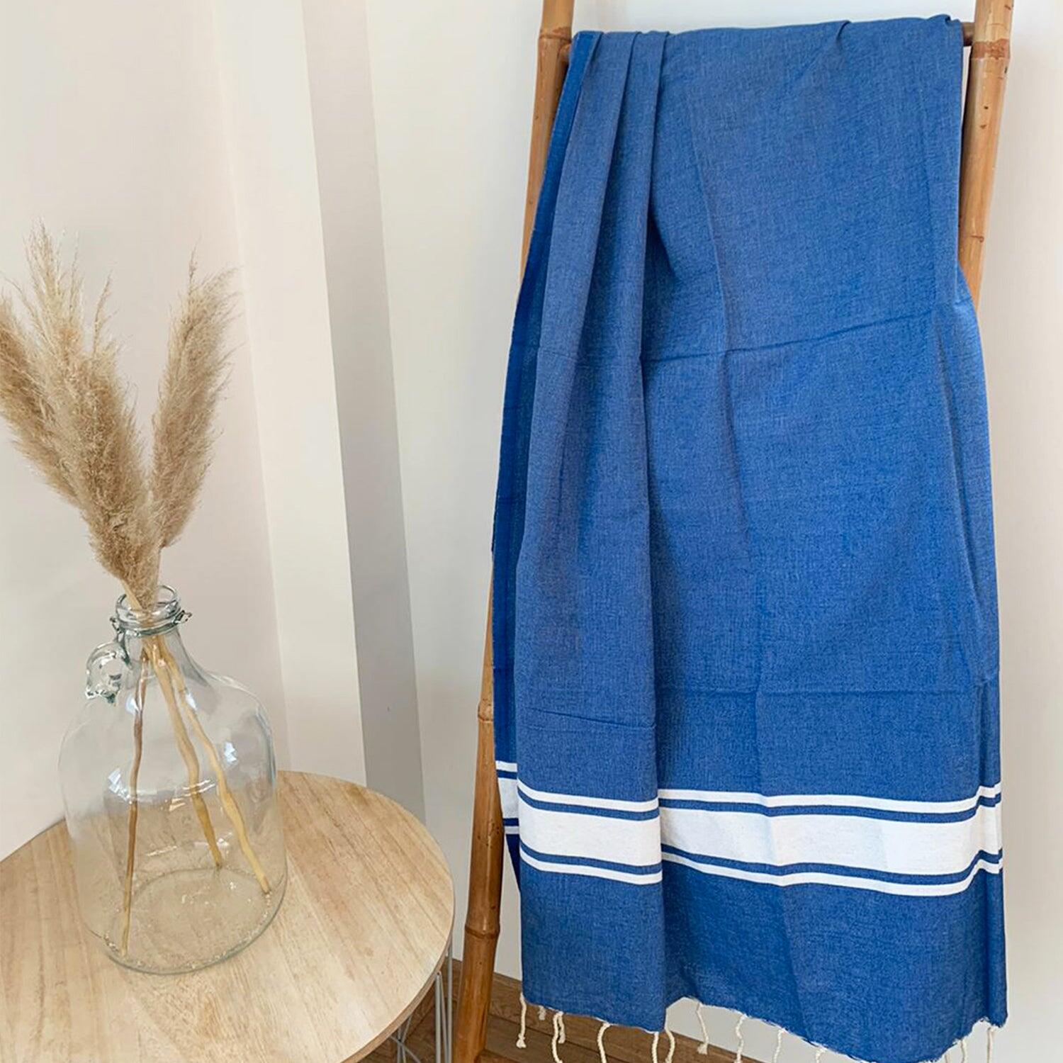 Telo da hammam tradizionale semplice Blu 100x200 190g/m² - Kozo Royal 2/3