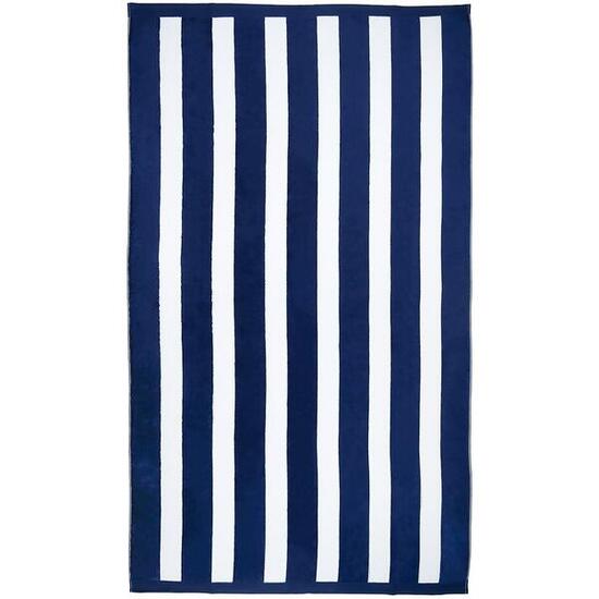 Serviette de plage éponge velours Jacquard Bleu 100x175 - Bahia Bleu Marine