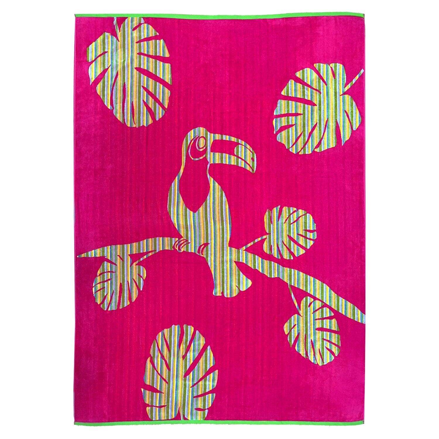 LE COMPTOIR DE LA PLAGE Toalha de praia XL felpuda jacquard rosa 140x180 400g/m² - Cadice