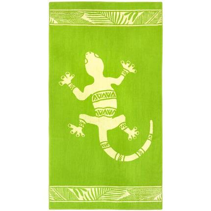Serviette de plage éponge velours Jacquard Vert 90x170 400g/m² - Cosmo