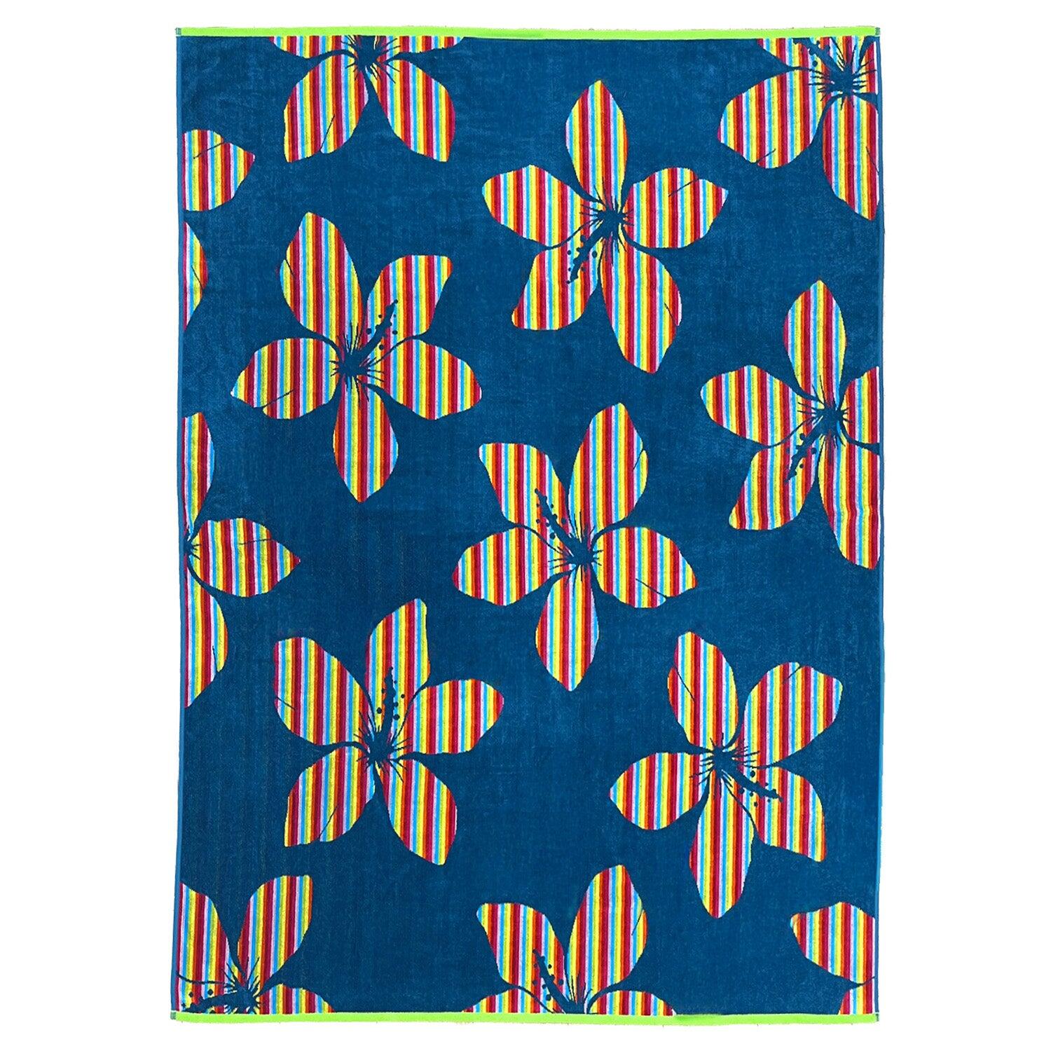 LE COMPTOIR DE LA PLAGE XL-strandlaken van velours jacquard blauw 140x180 400g/m² - Yakama