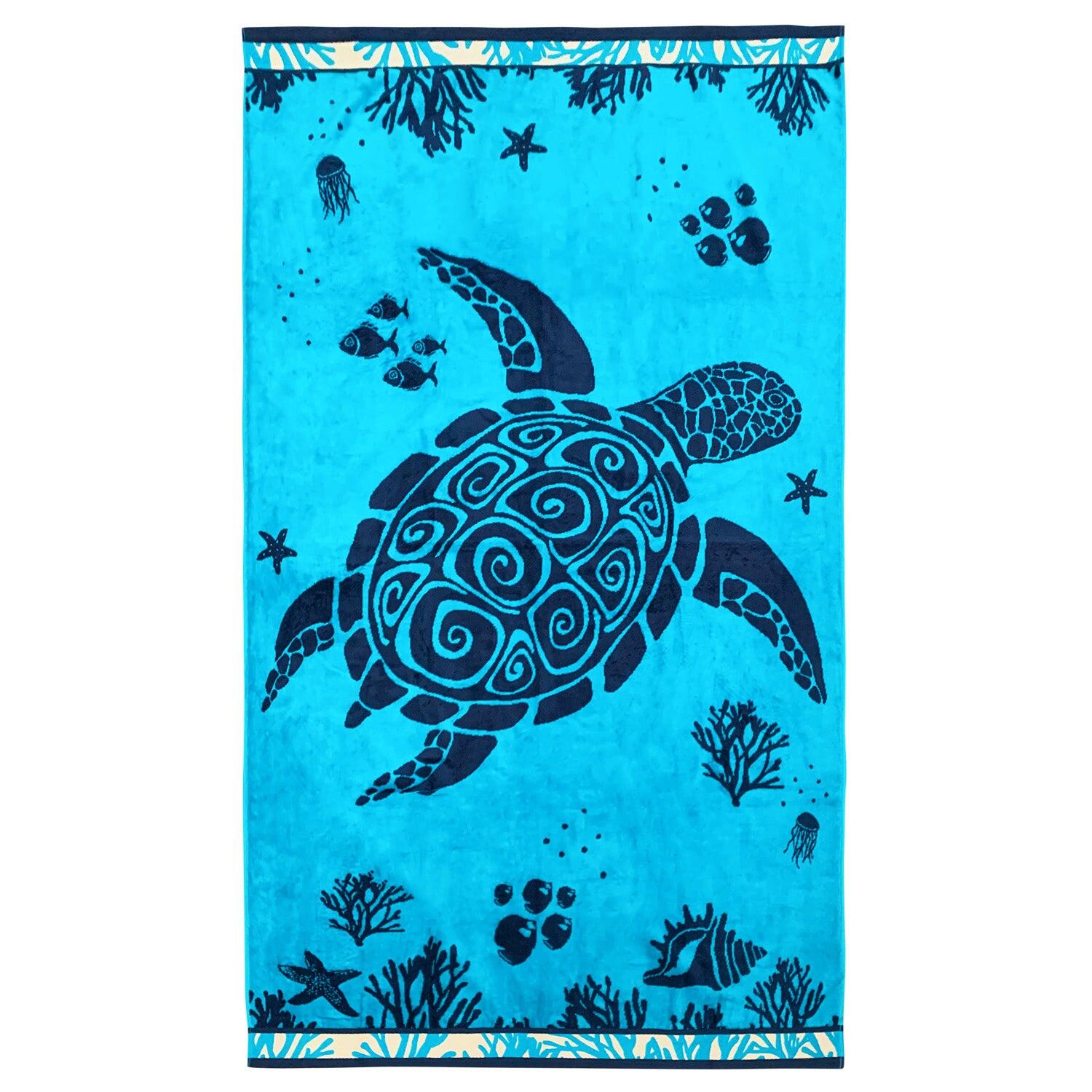 LE COMPTOIR DE LA PLAGE Strandlaken Badstof Velours Jacquard Blauw 100x175 470g/m² - Princesa