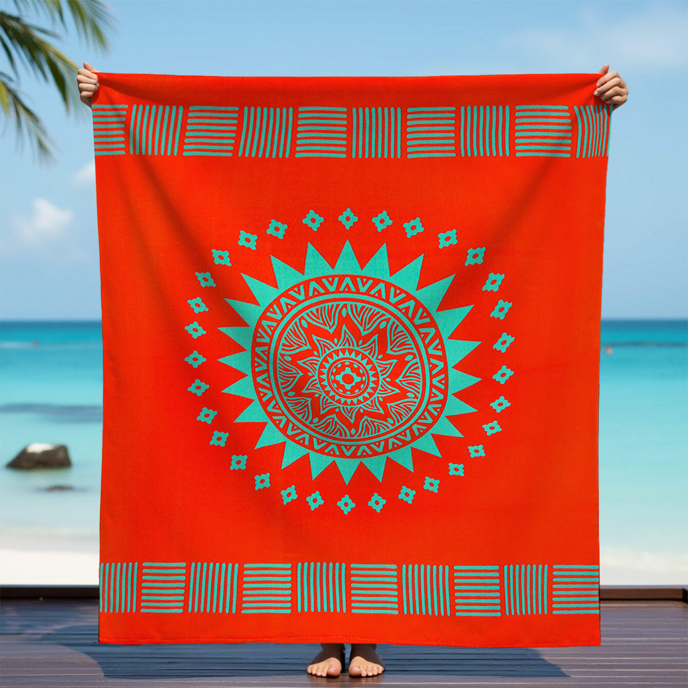 Strandlaken XL Microvezel Oranje 140x170 220g/m² - Solari 2/4