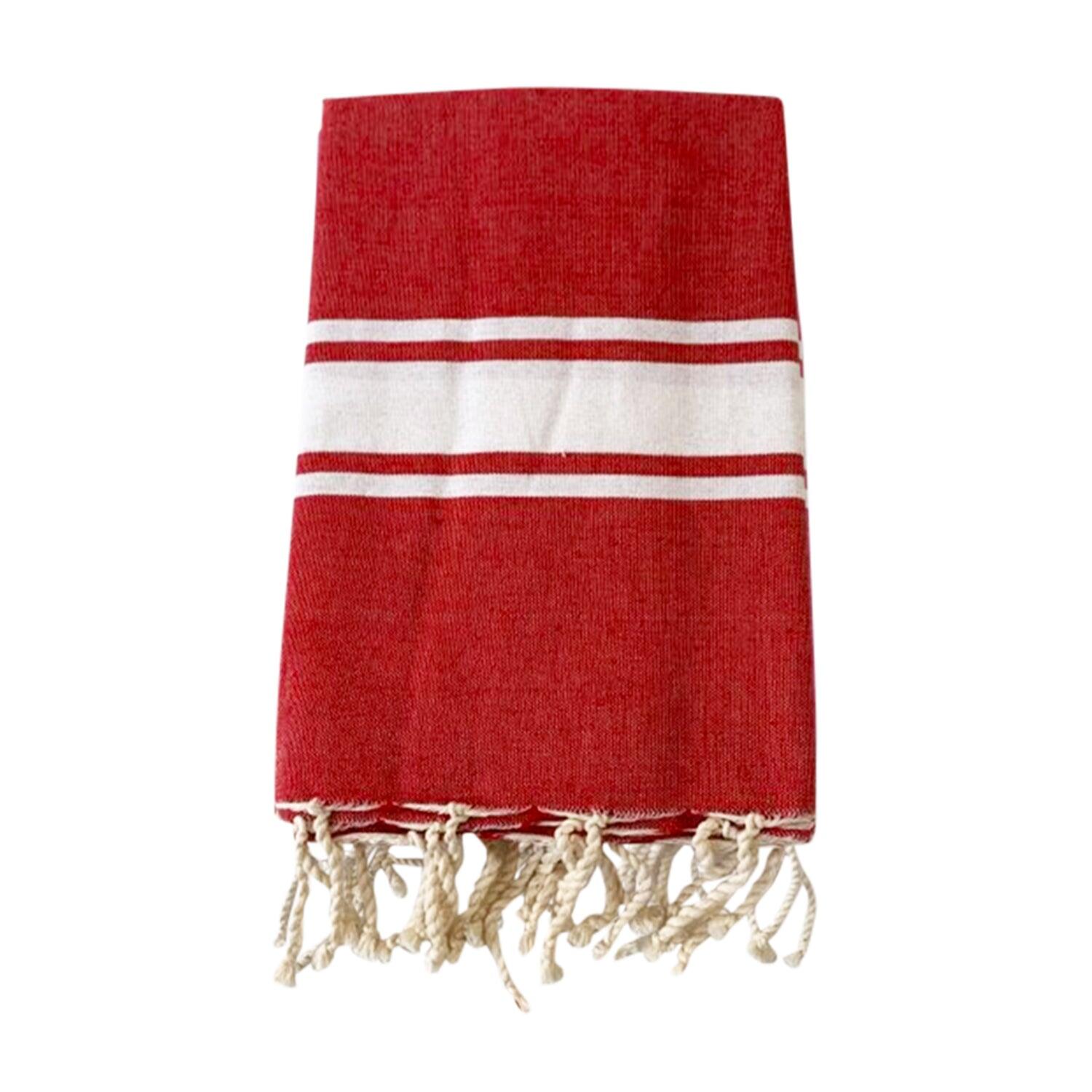 LE COMPTOIR DE LA PLAGE Traditionele platte hammamhanddoek Rood 100x200 190g/m² - Kozo Rood