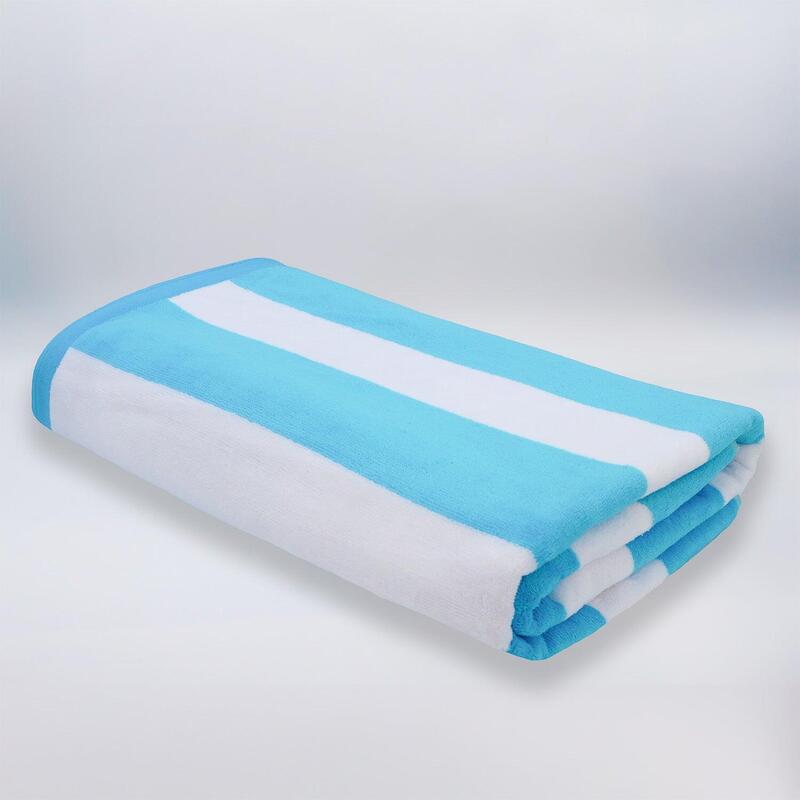 Serviette de plage éponge velours Jacquard Bleu 100x175 - Bahia Bleu Turquoise