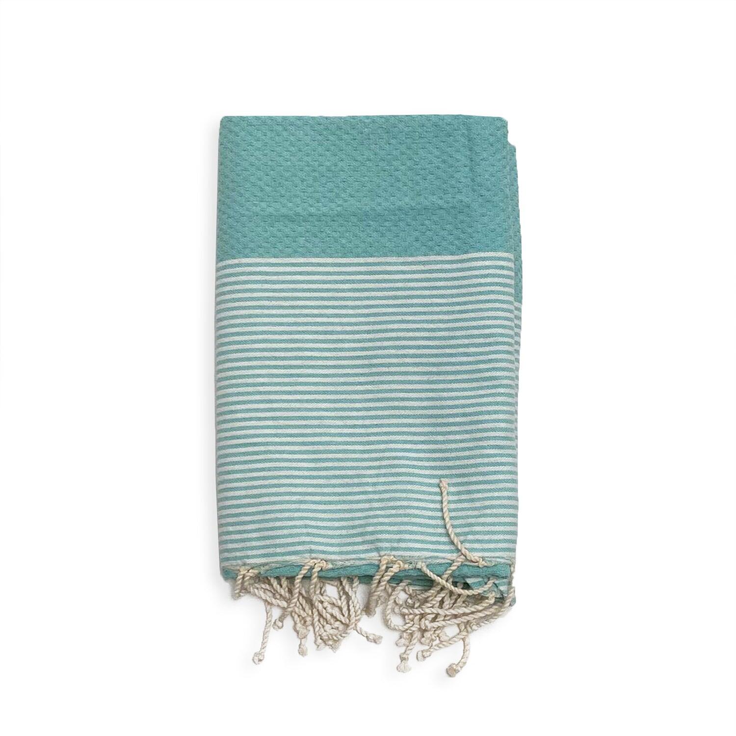 LE COMPTOIR DE LA PLAGE Hammamdoek Wafelstructuur Traditioneel Blauw 100x200 190g/m² - Mikanda Aqua