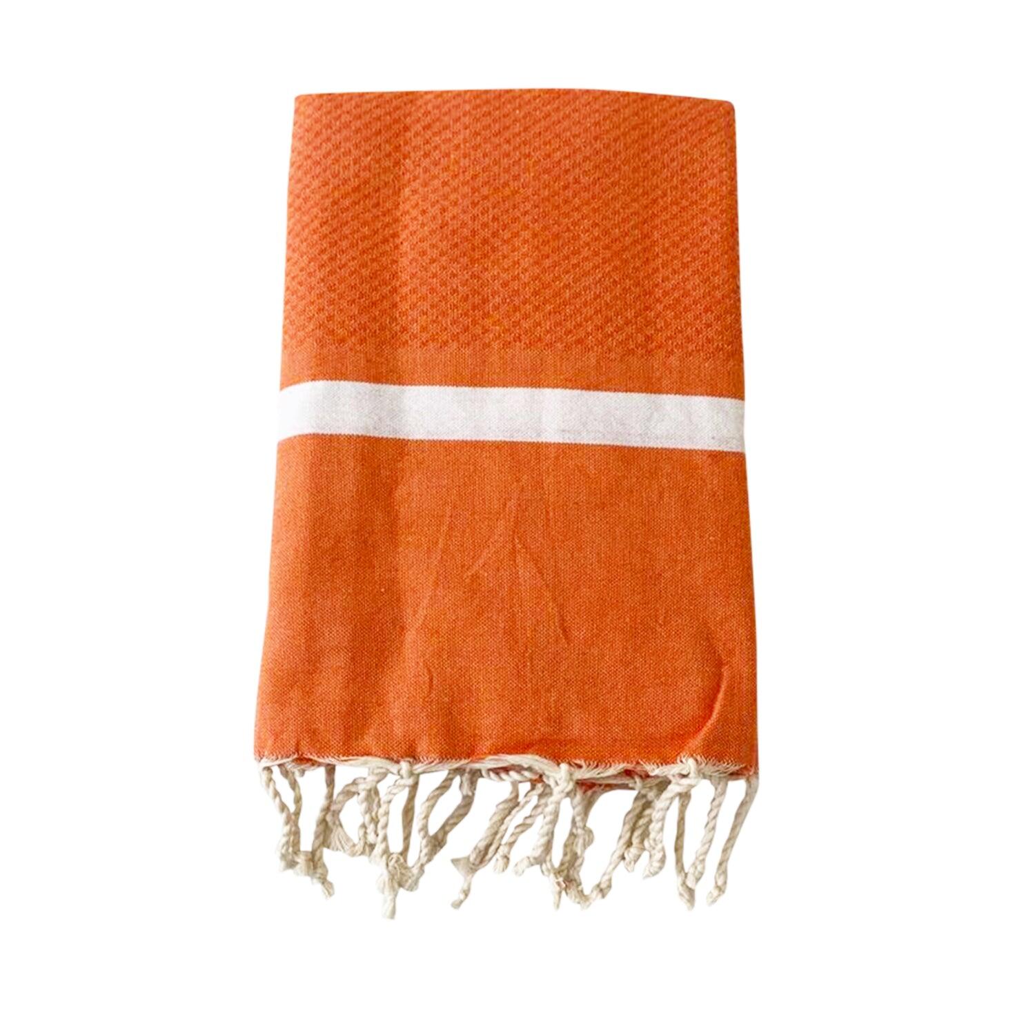 LE COMPTOIR DE LA PLAGE Traditionele wafelstructuur hammamhanddoek Oranje 200x200 - Melissa Oranje XL