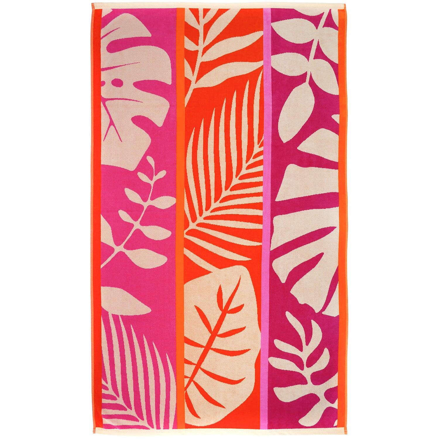 LE COMPTOIR DE LA PLAGE Strandlaken Badstof Velours Jacquard Roze 100x175 470g/m² - Chincha