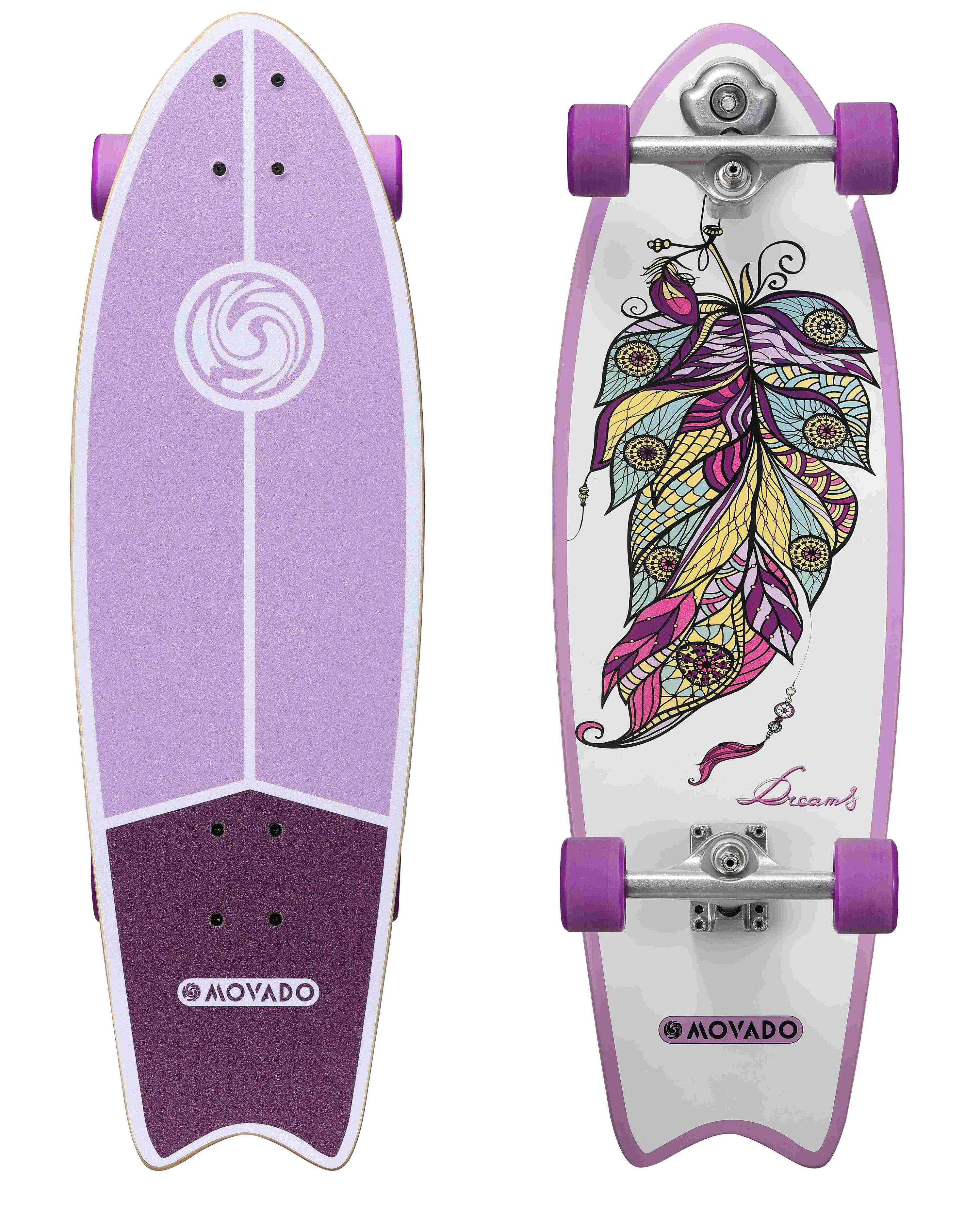 BIKESTAR Longboard Skateboard 65 mm Vintage Cruiser Sport