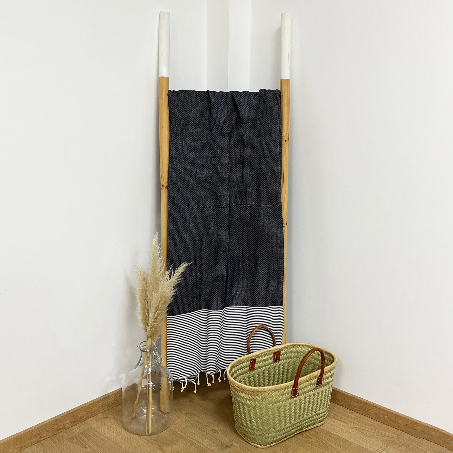 Fouta Waffelpiqué Traditionell Blau 100x200 190g/m² - Mikanda Navy 2/3