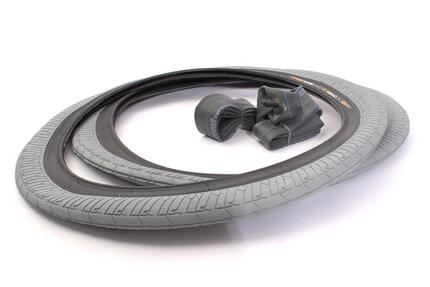 BMX Pneus 2x MAC2+ rigide gris + 2x KHE Twiggy chambre à air