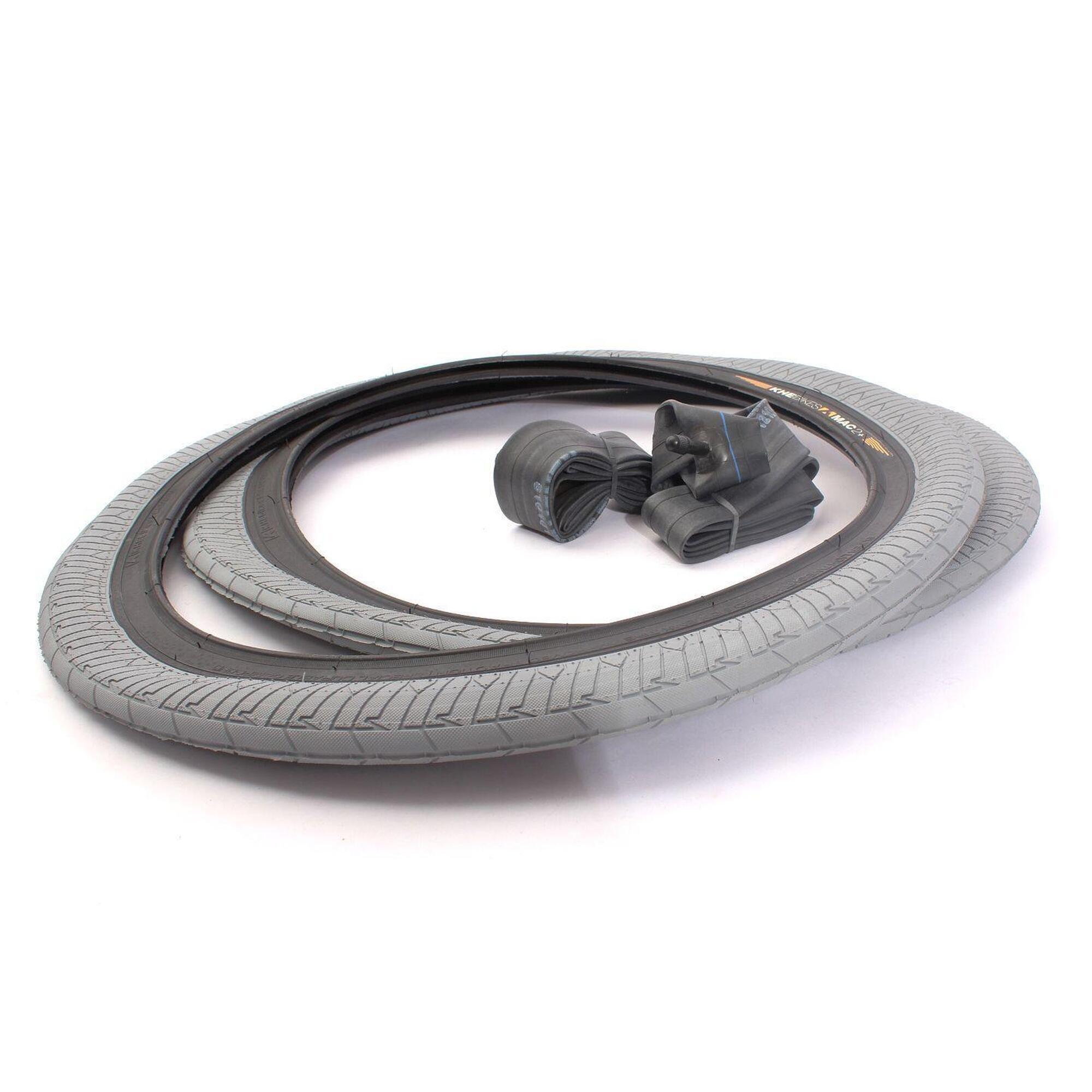 KHEBIKES BMX pneumatiky 2x MAC2+ drát šedé + 2x KHE Twiggy duše