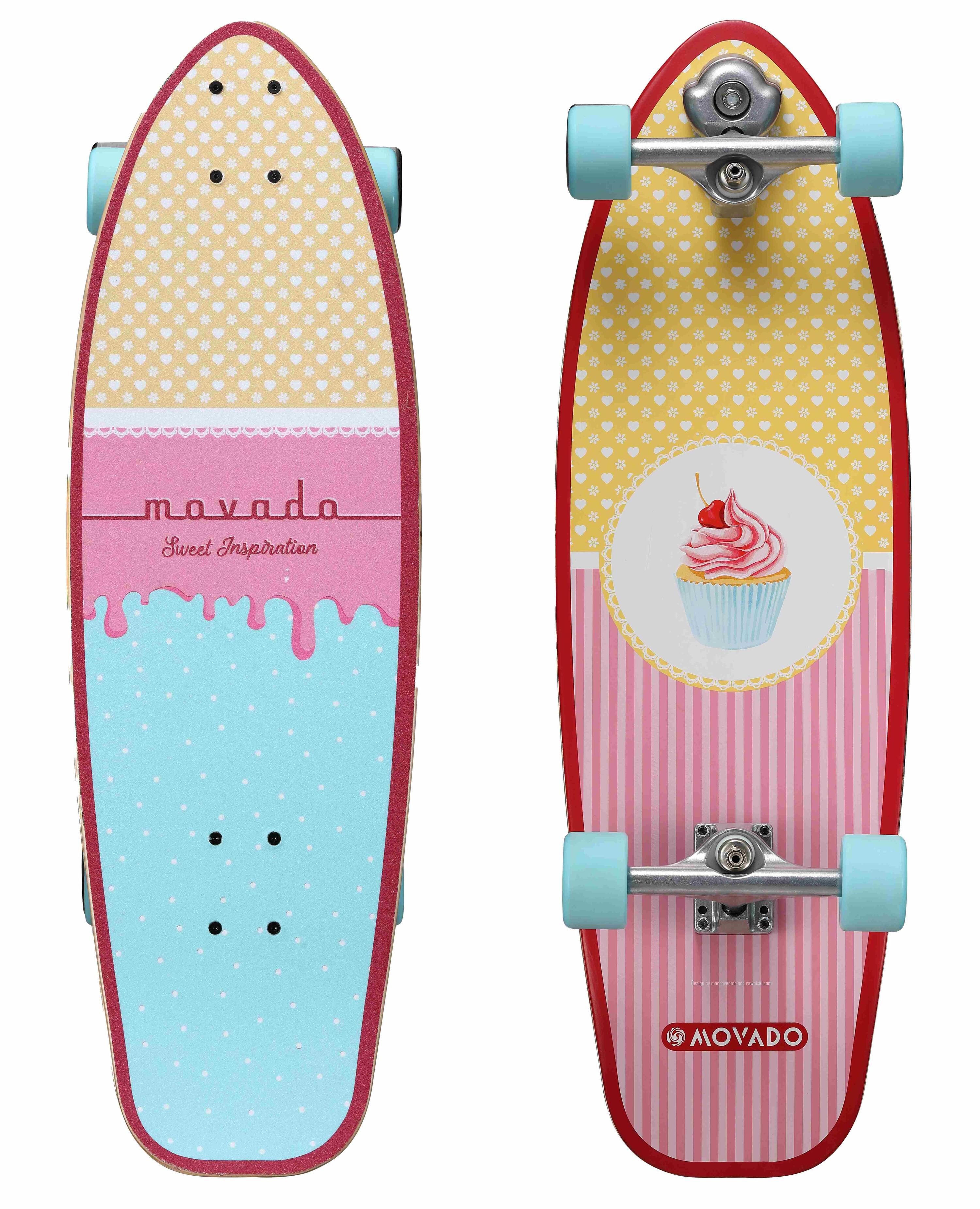 BIKESTAR Longboard Skateboard 65 mm Vintage Cruiser