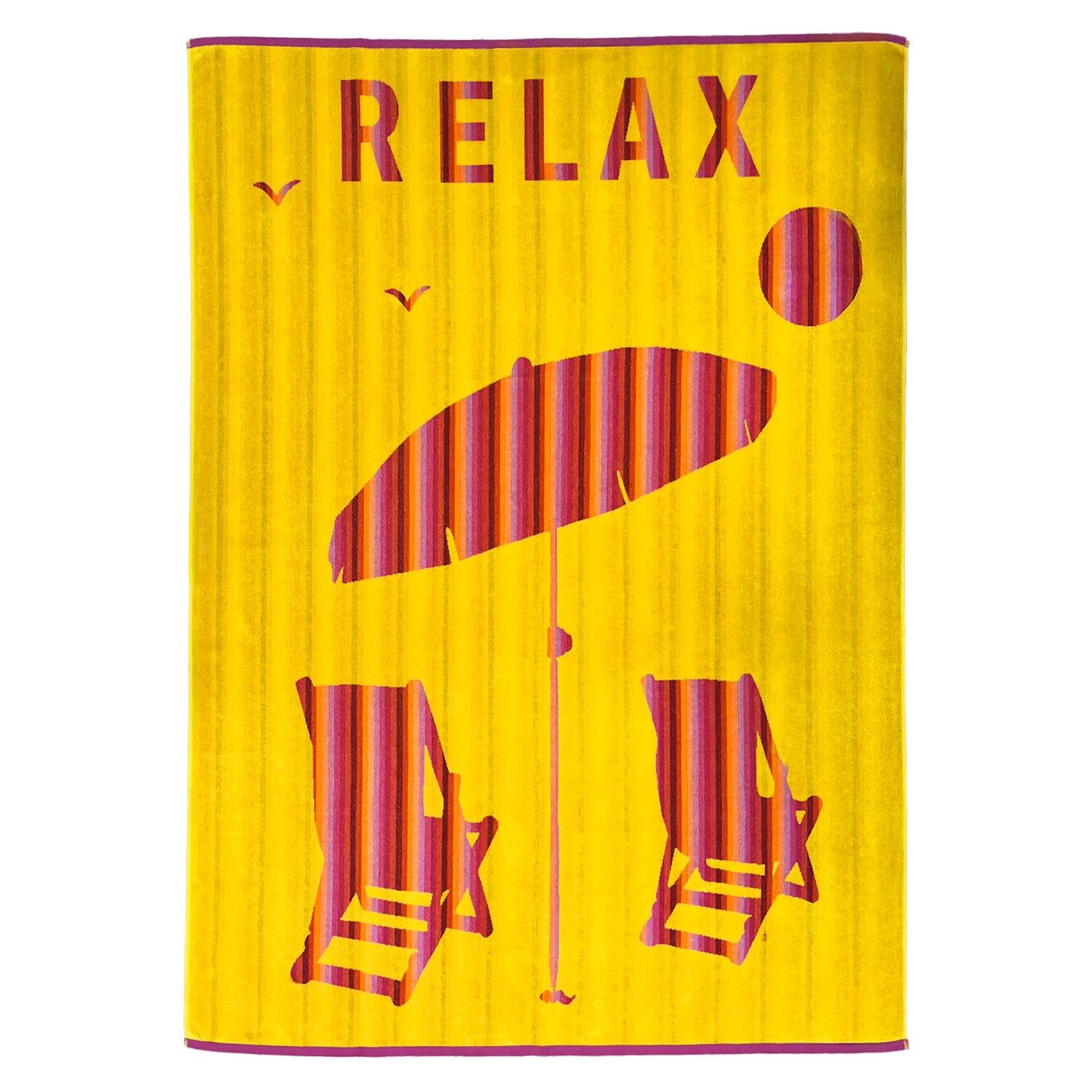 LE COMPTOIR DE LA PLAGE XL-strandlaken van velours jacquard geel 140x180 400g/m² - Malta