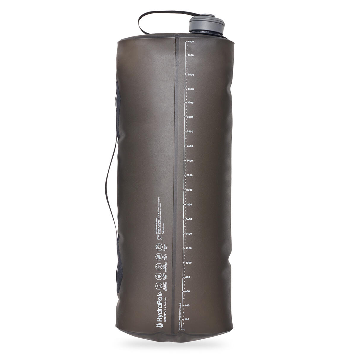 Poche à eau Hydrapak Seeker 4L gris TPU légère pliable ouverture 42 mm poignée 4/6