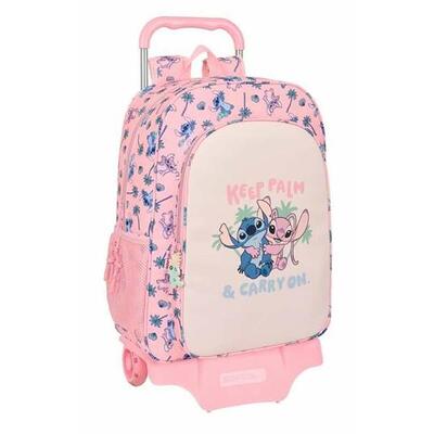 Mochila Escolar con Ruedas Stitch Beach Rosa