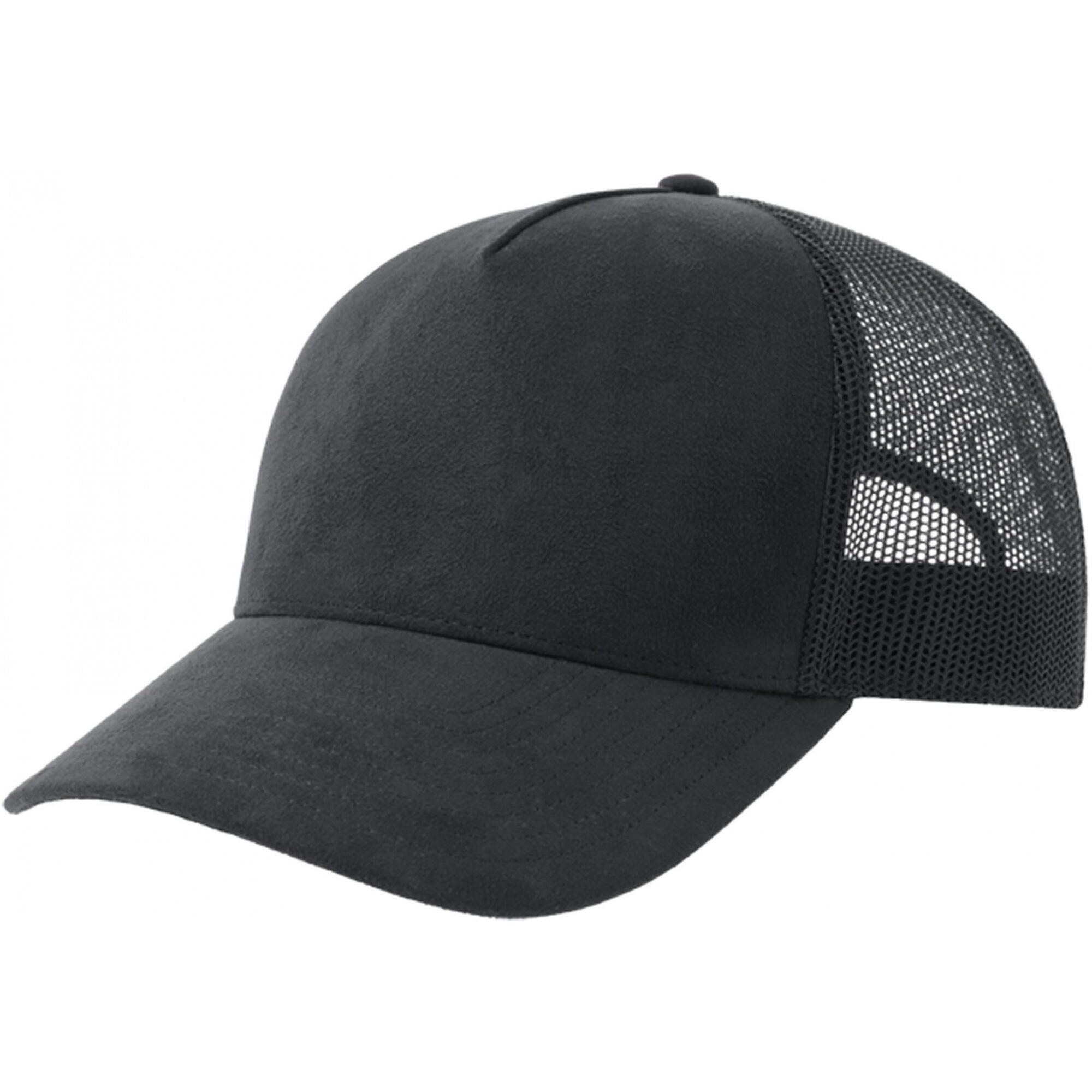 ATLANTIS Unisex Adult Rapper 5 Panel Suede Trucker Cap (Black)