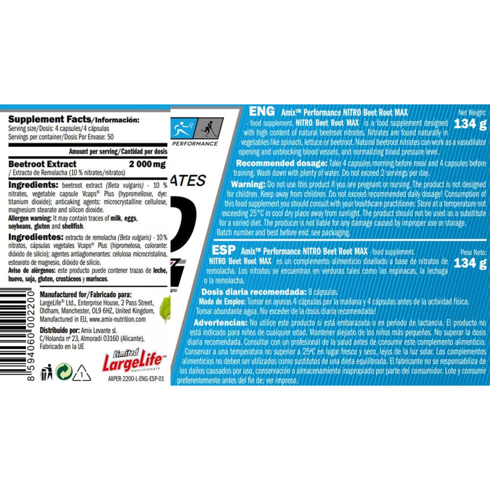 Nitro beetroot max - 200 capsules de Amix Nutrition 3/5