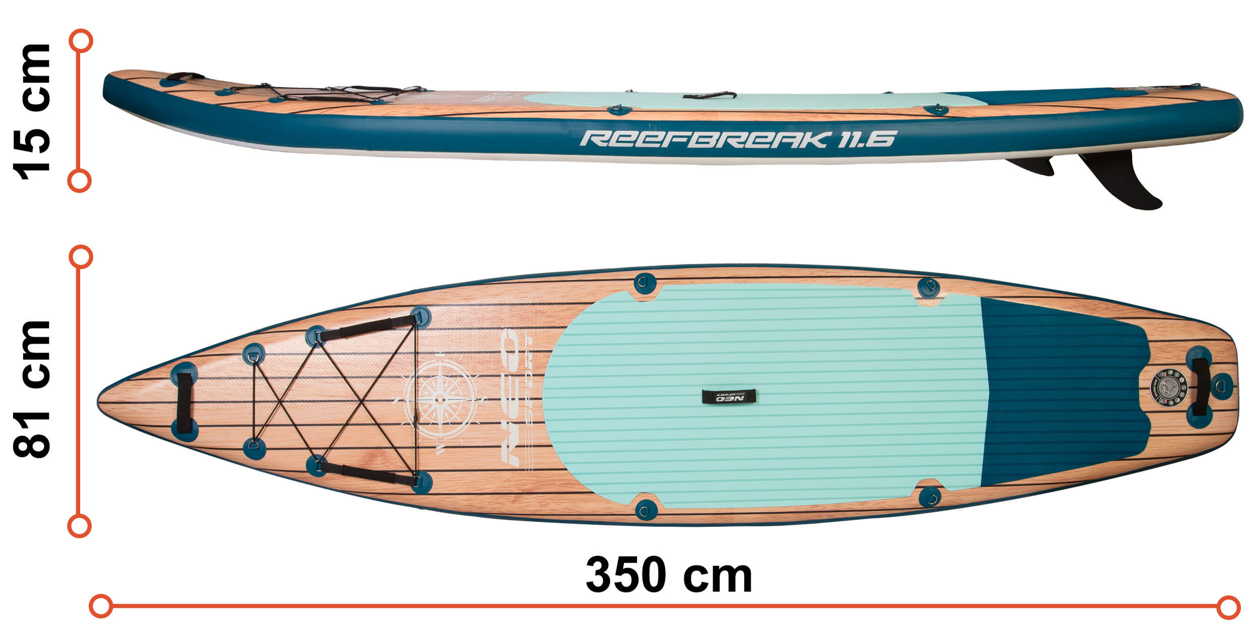 Deska SUP do pływania pompowana Paddle Reefbreak 350cm Neo-Sport 7/7
