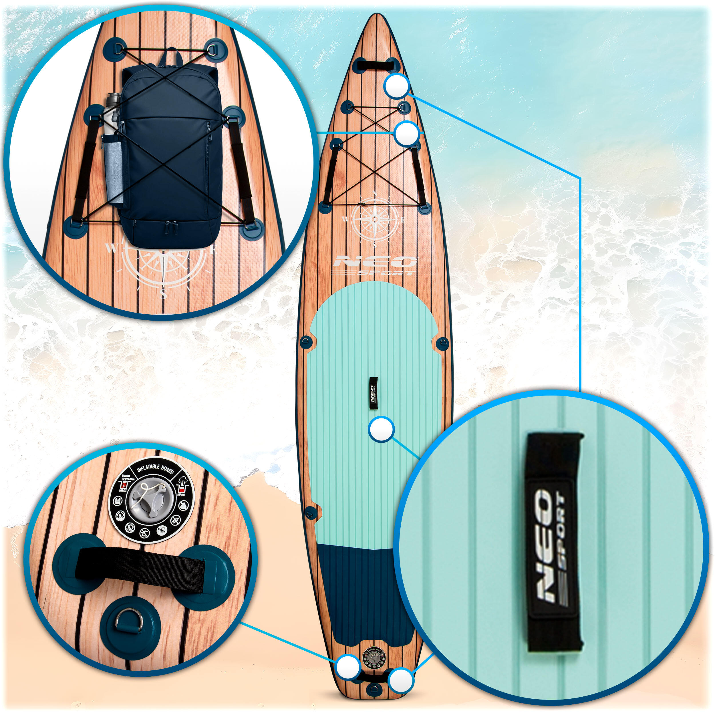 Deska SUP do pływania pompowana Paddle Reefbreak 350cm Neo-Sport 3/7