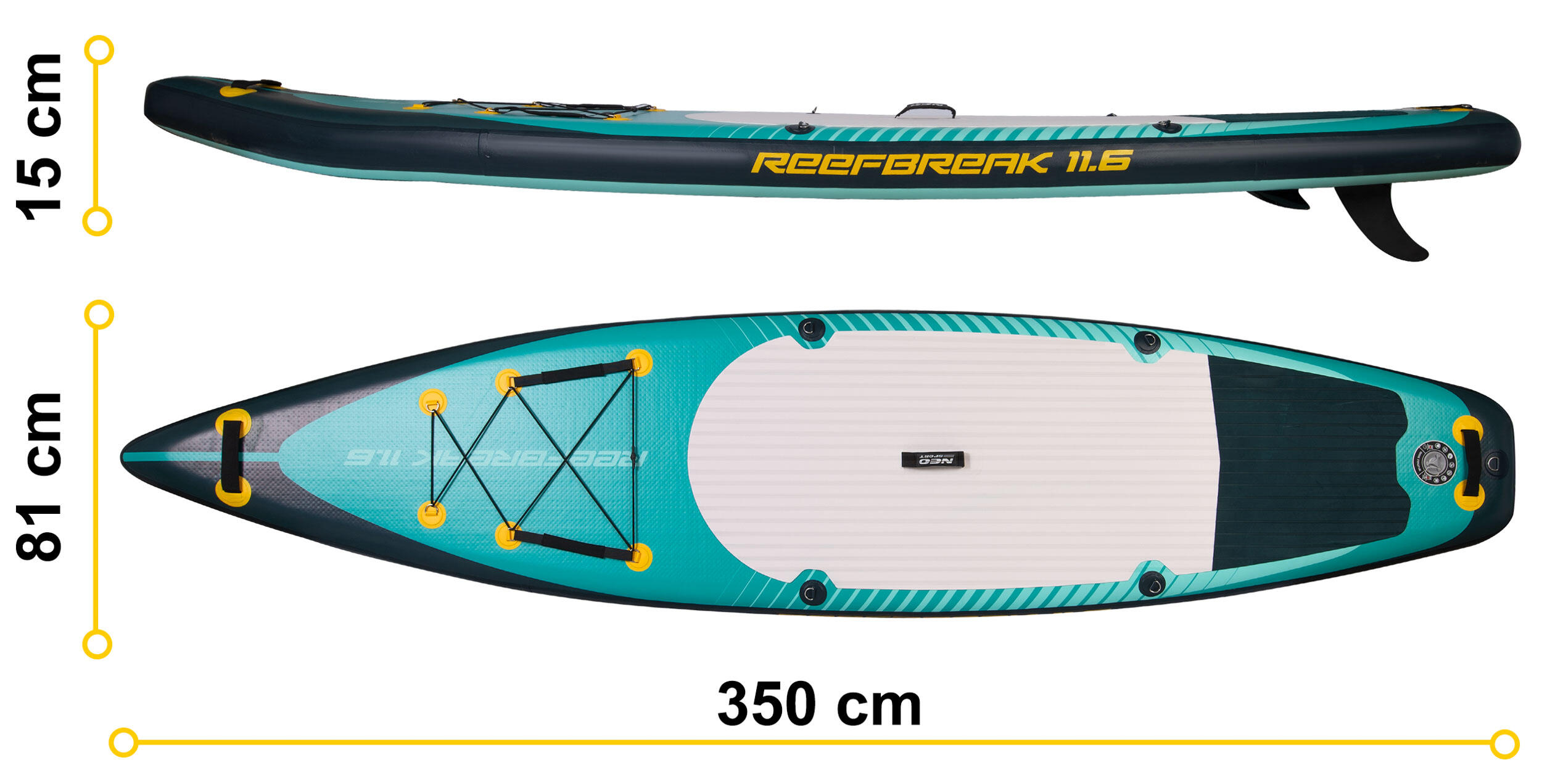 NEO-SPORT Aufblasbar Stand Up Paddle Board SUP Board KommplettSet 350 cm 7/7
