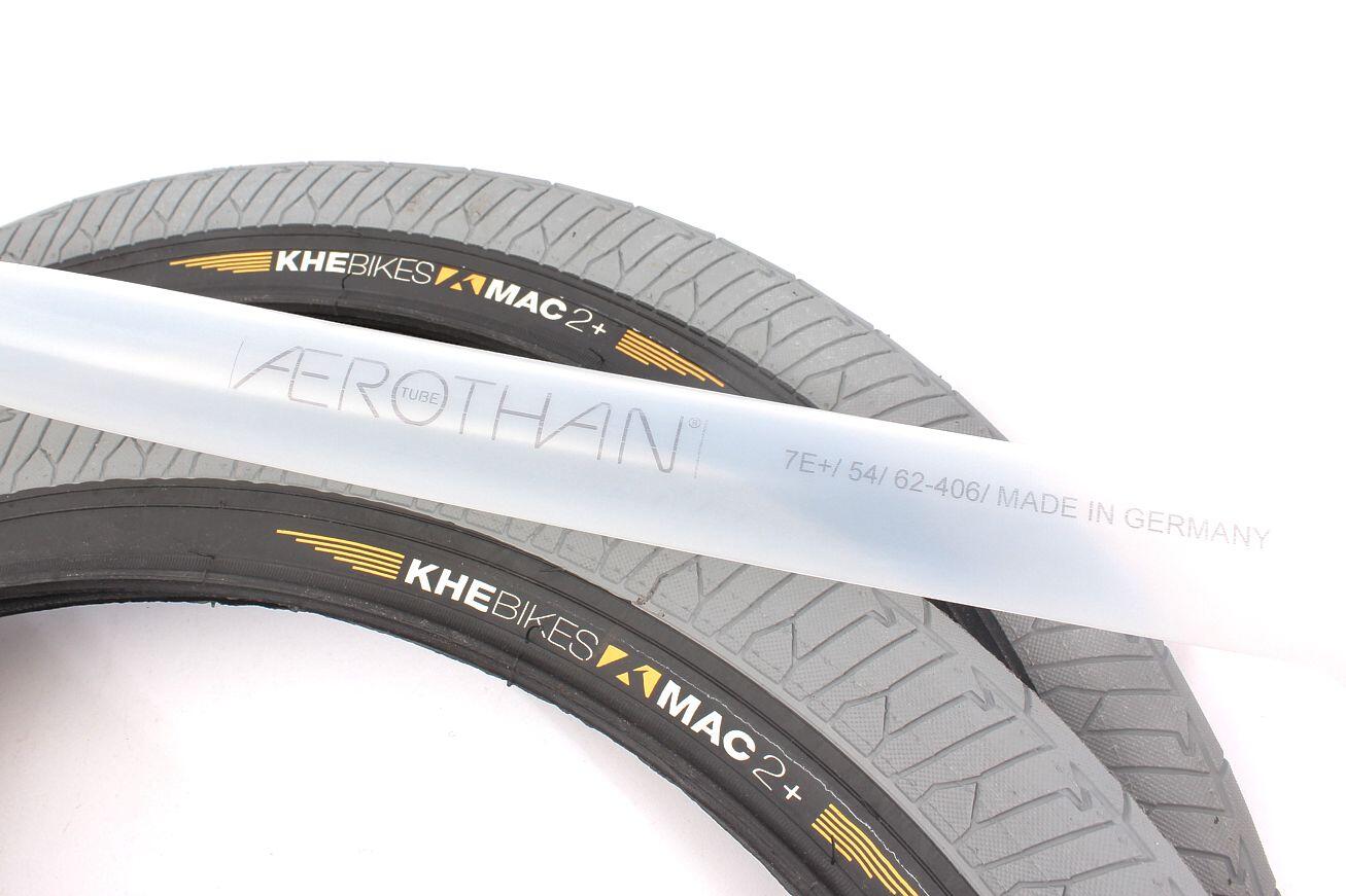 BMX Pneus 2x MAC2+ rigide gris + 2x Schwalbe Aerothan chambre à air 3/4
