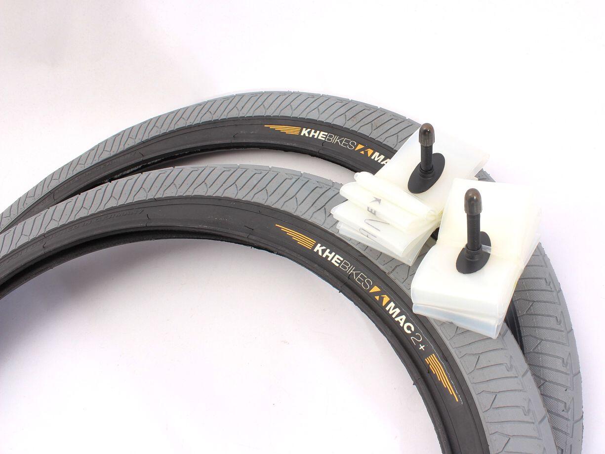 BMX Pneus 2x MAC2+ rigide gris + 2x Schwalbe Aerothan chambre à air 2/4