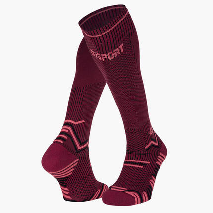 Chaussettes Trail compression bordeaux/rose