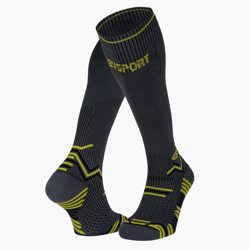 Bv Sport - Chaussettes Trail Compression Gris/jaune - Chaussettes De Compression - Gris|jaune - Taille Unique - Decathlon