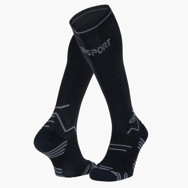 Bv Sport - Chaussettes Trail Compression Noir/gris - Chaussettes De Compression - Gris|noir - Decathlon