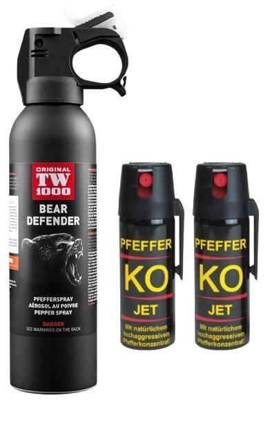 Set spray urs TW1000 bear defender si doua sprayuri autoaparare piper 50 ml
