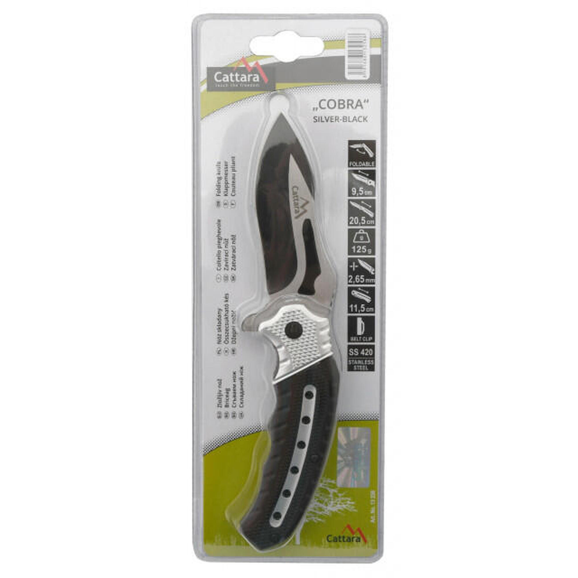 Briceag Cobra Cattara lama 9.5 cm argintiu/negru