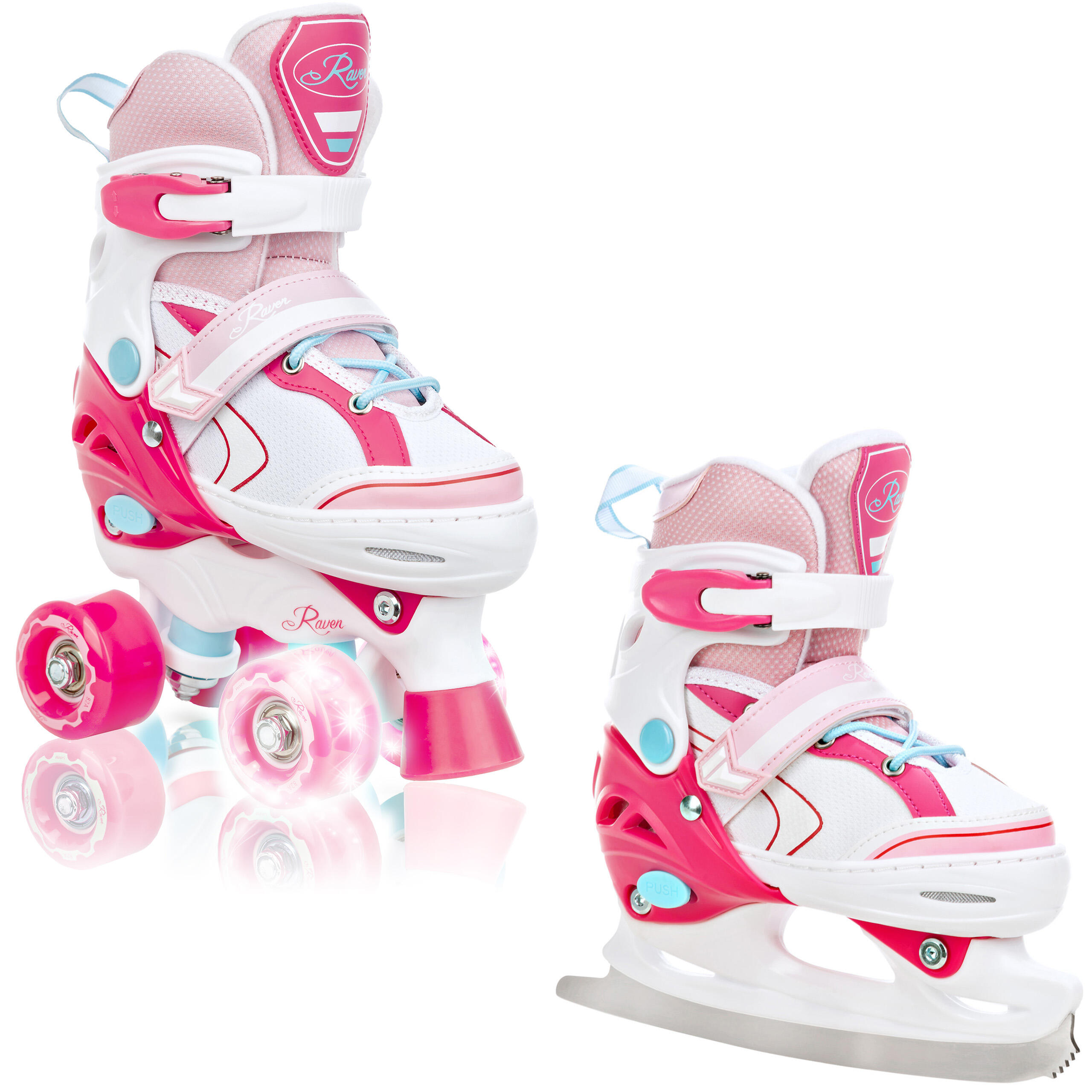 Kunstschaatsen 2in1 Verstelbare Wielen Lia Wit/Roze 1/7